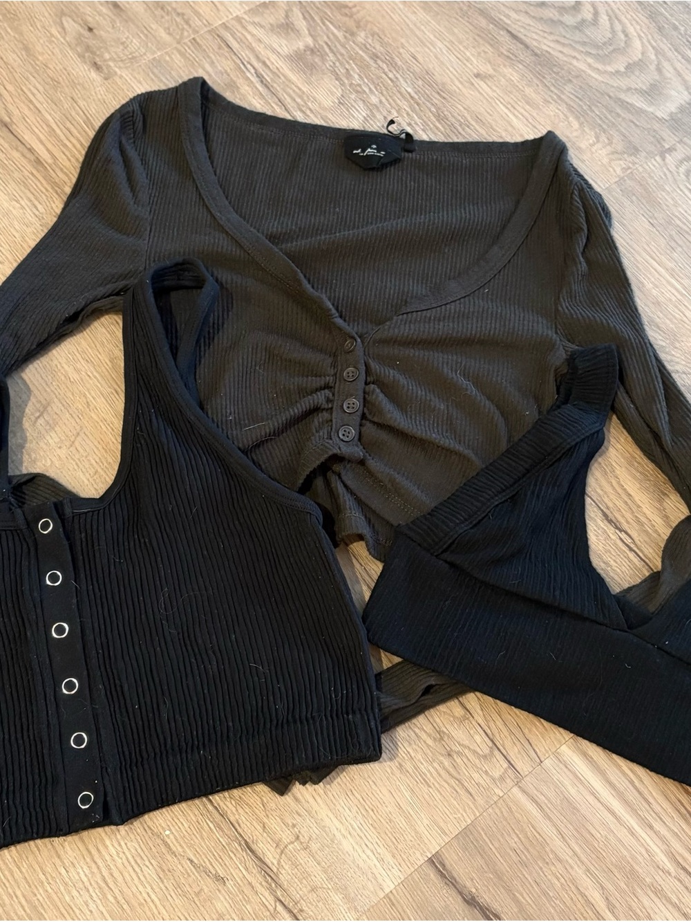 Urban Outfitters Black Ribbed & Ruched Women’s Top Bundle - Picture 3 of 3